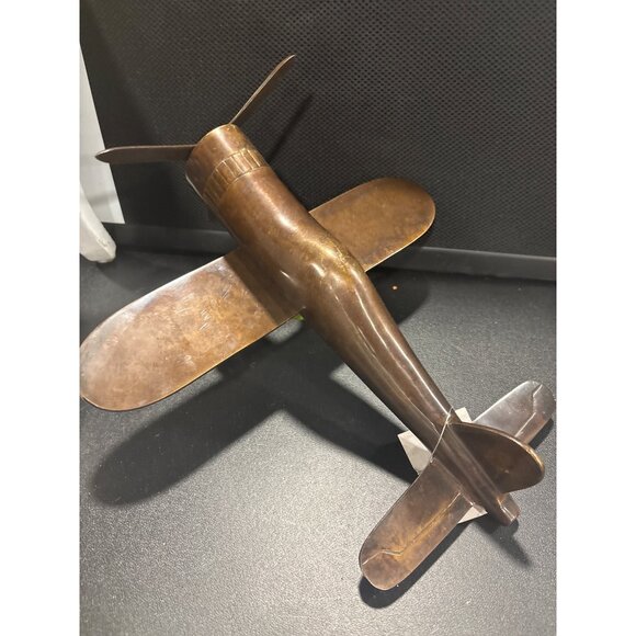 Vintage Metal Bronze Likke Airplane Sculpture Model WW|| Heavy Made in India - Picture 6 of 13